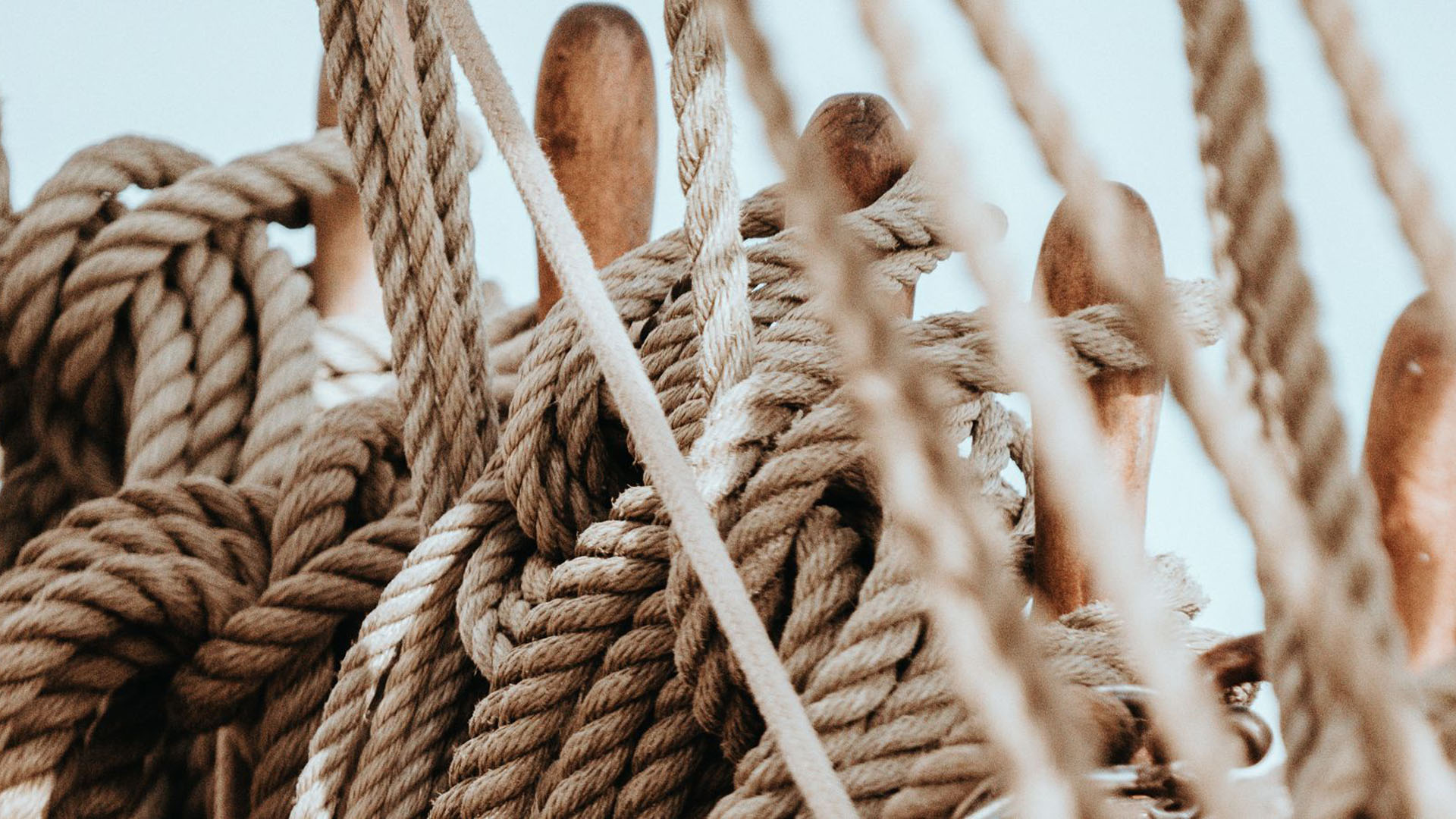 Image showing a close up of decking ropes